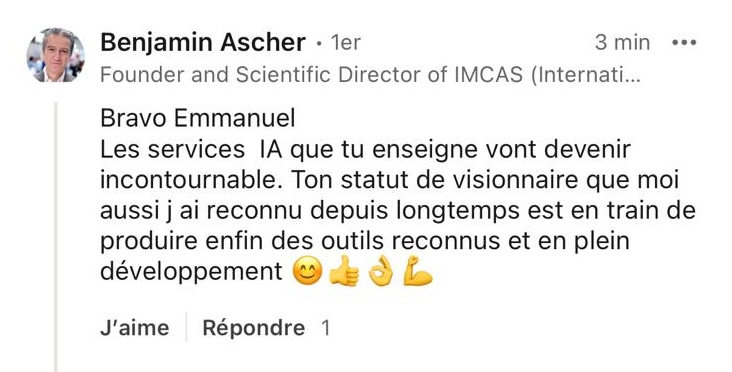 Témoignage LinkedIn de Benjamin Ascher, fondateur IMCAS